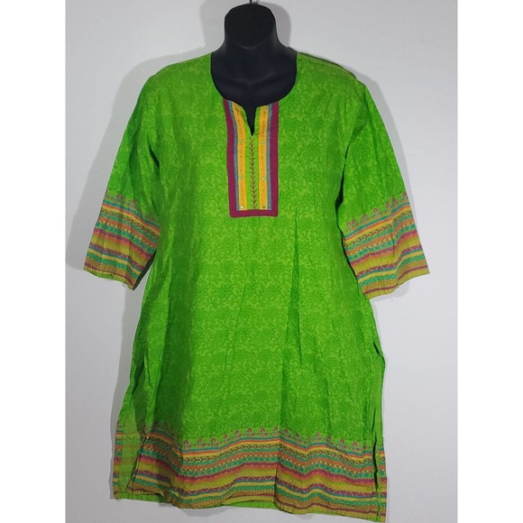 Zola Earthly Fashion Boho Kimono Kaftan Mumu Dress Made in India Size XXL Green - Picture 1 of 9